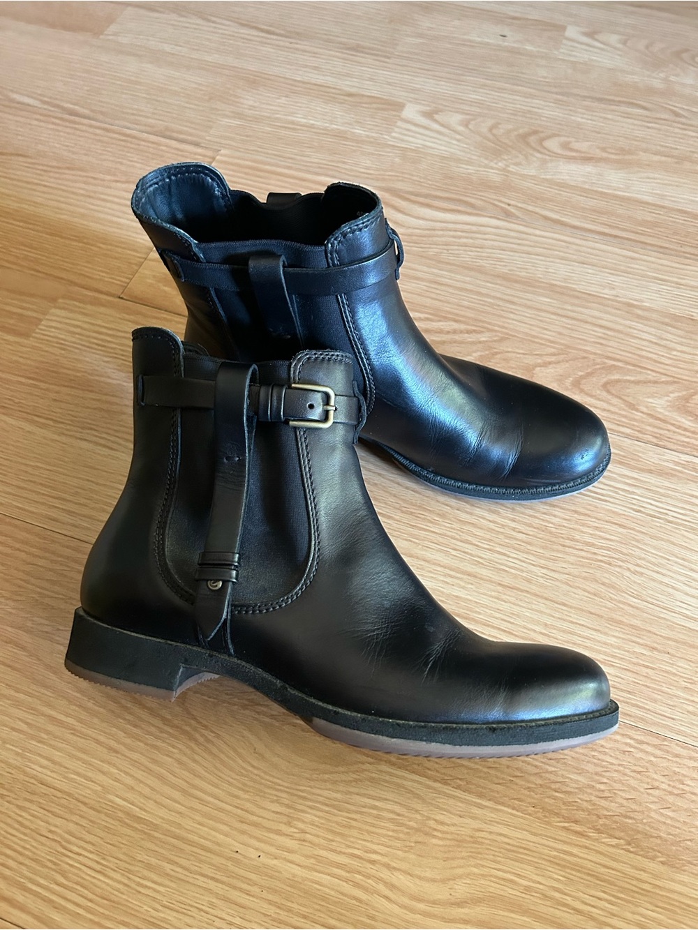 Ecco Saunter Black Leather Ankle Boots Size 40/9-9.5